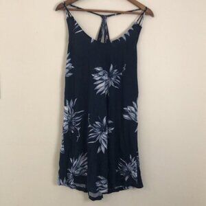 LASCANA tropical floral beaded racer back tank dress navy light blue coverup 8